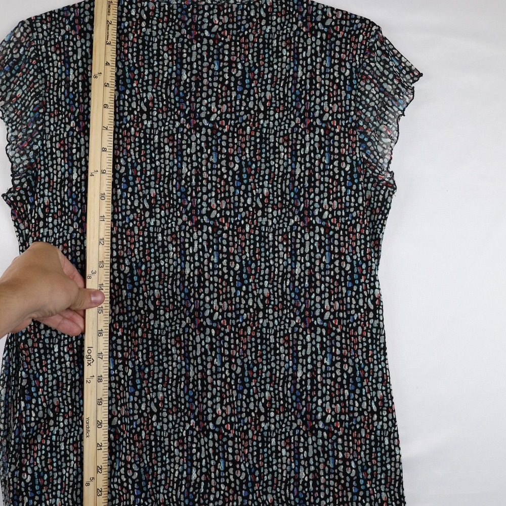 Style & Co Top Womens Large Petite Flutter Sleeve Wrap Dot Print Multicolor - Picture 8 of 12